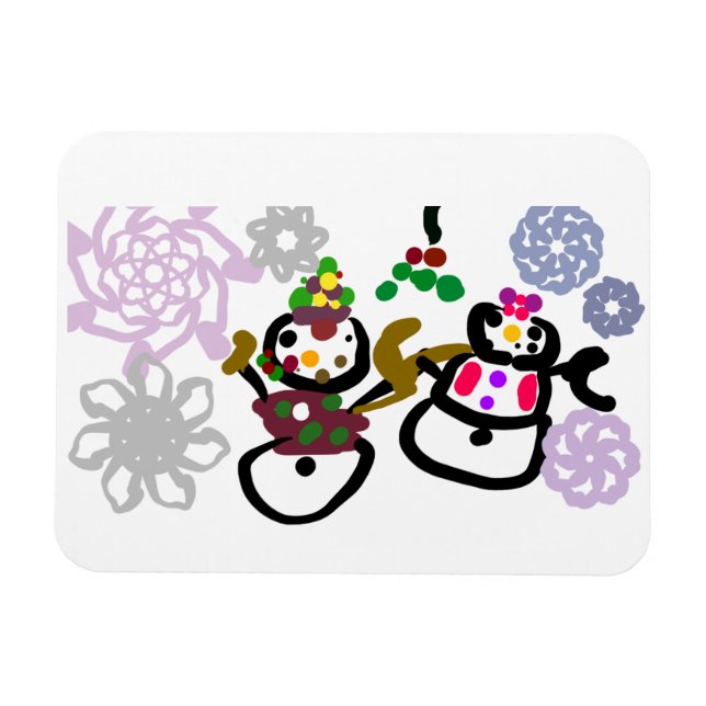 Dance Snowman and Snowwoman Magnet (Horizontal)