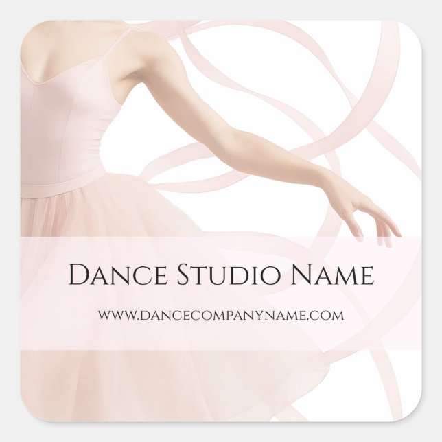 Dance Teacher Studio Pastel Pink Business Quadratischer Aufkleber (Vorderseite)