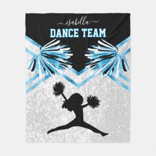 Dance Team Baby Blue, Black and White Fleece Blan