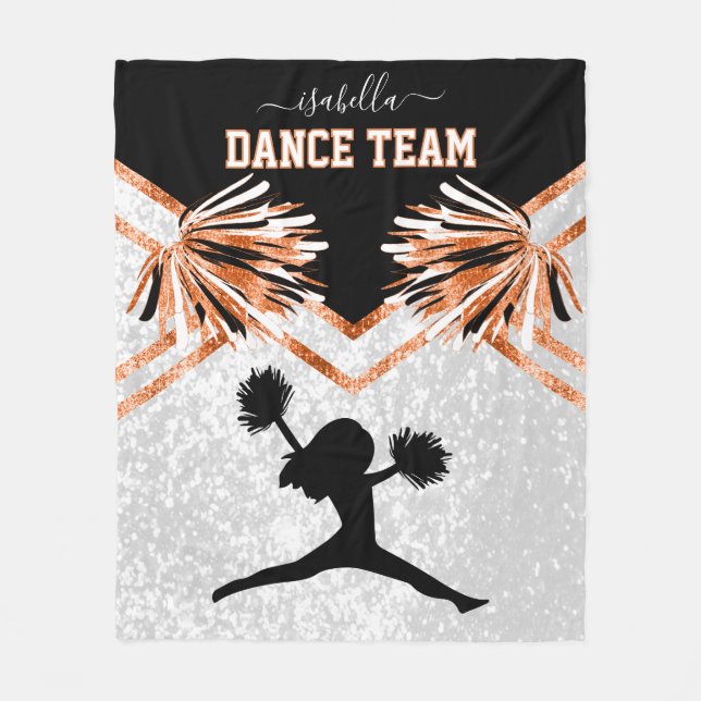 Dance Team Orange, Black and White Fleece Blanke (Vorderseite)