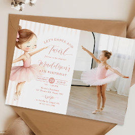 Dance & Twirl Pink Ballerina Ballet Birthday Photo Einladung