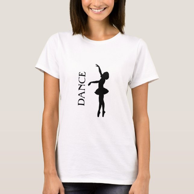 Dance Typography with Ballerina Silhouette T-Shirt (Vorderseite)