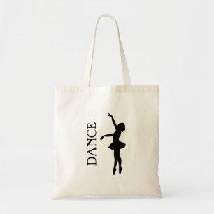 Dance Typography with Ballerina Silhouette Tragetasche