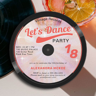 Dance Vintag Groovy Pink Disco Ball 18. Geburtstag Einladung