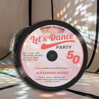 Dance Vintag Groovy Pink Disco Ball 50. Geburtstag Einladung