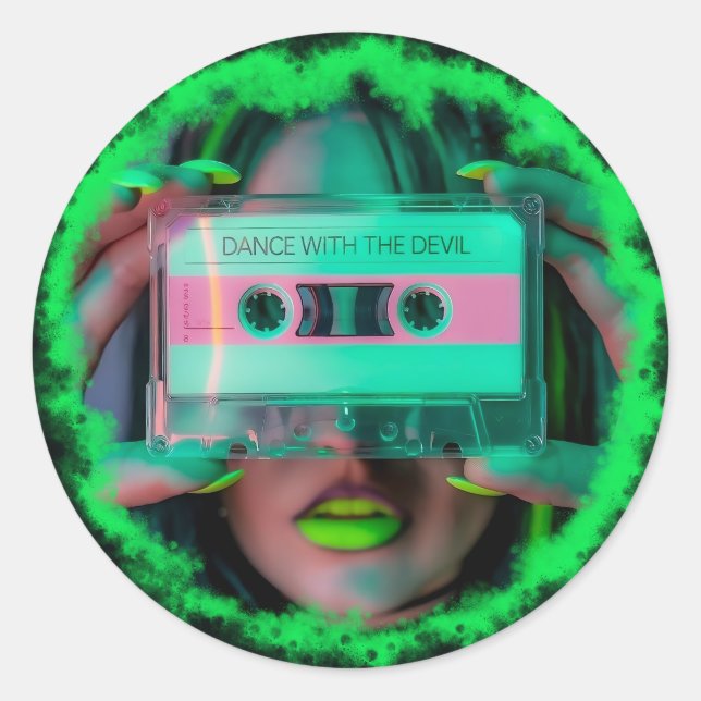 dance with the devil runder aufkleber (Vorderseite)