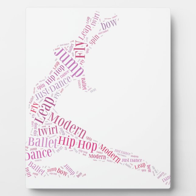 Dance Word Cloud Pink Fotoplatte (Vorderseite)