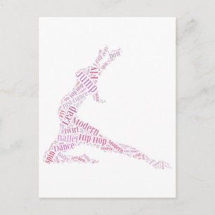 Dance Word Cloud Pink Postkarte
