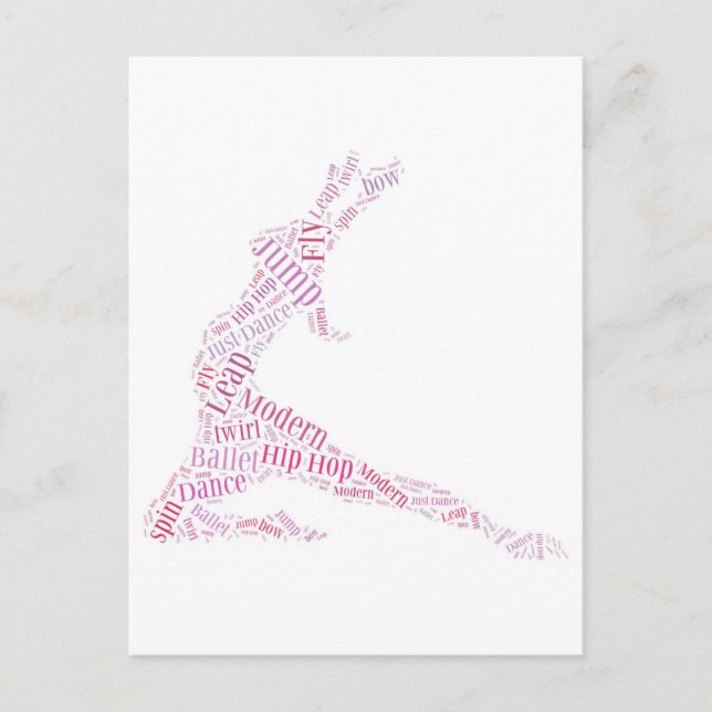 Dance Word Cloud Pink Postkarte (Vorderseite)