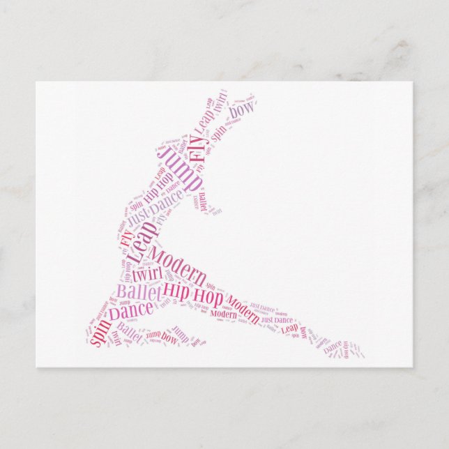 Dance Word Cloud Pink Postkarte (Vorderseite)
