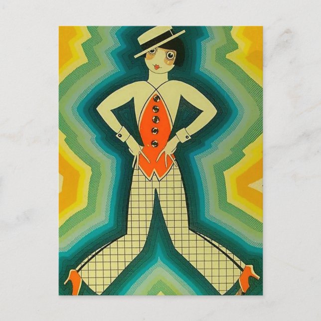 "Dancer" Art Deco Cover von Jose Carlos Postkarte (Vorderseite)
