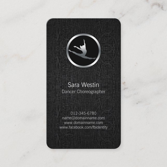 Dancer Choreograf Chrome Dancer Business Card Visitenkarte (Vorderseite)
