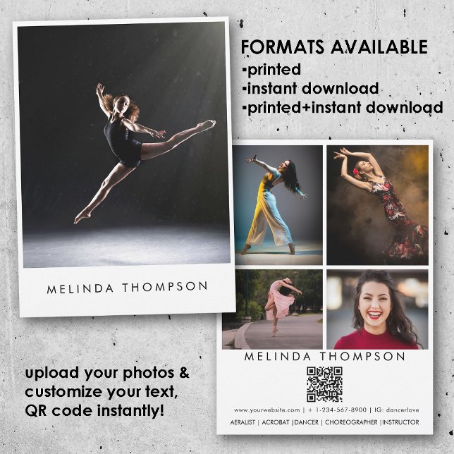 Dancer Choreographer Comp Card 5 Photo QR Code Einladung (Dancer Choreographer Comp Card 5 Photo QR Code)