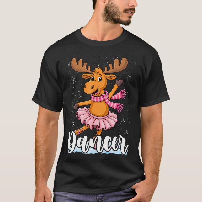Dancer Christmas Dancing Reindeer Cute Deer Dance T-Shirt (Vorderseite)