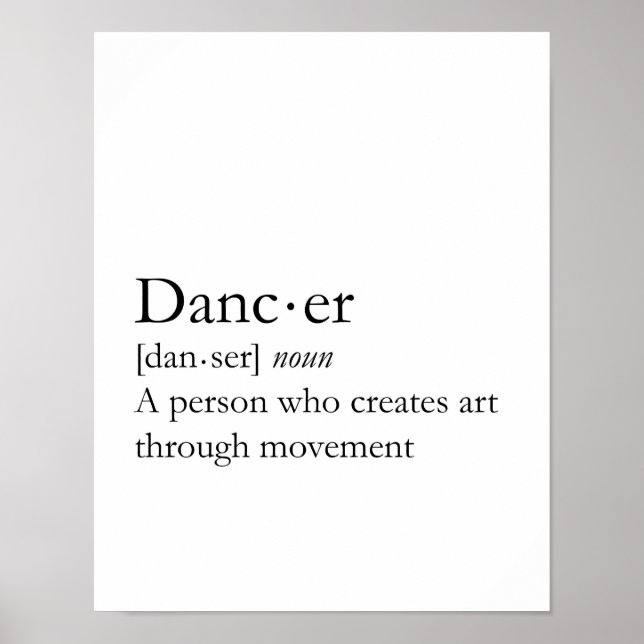 Dancer Definition Word Art Poster (Vorne)