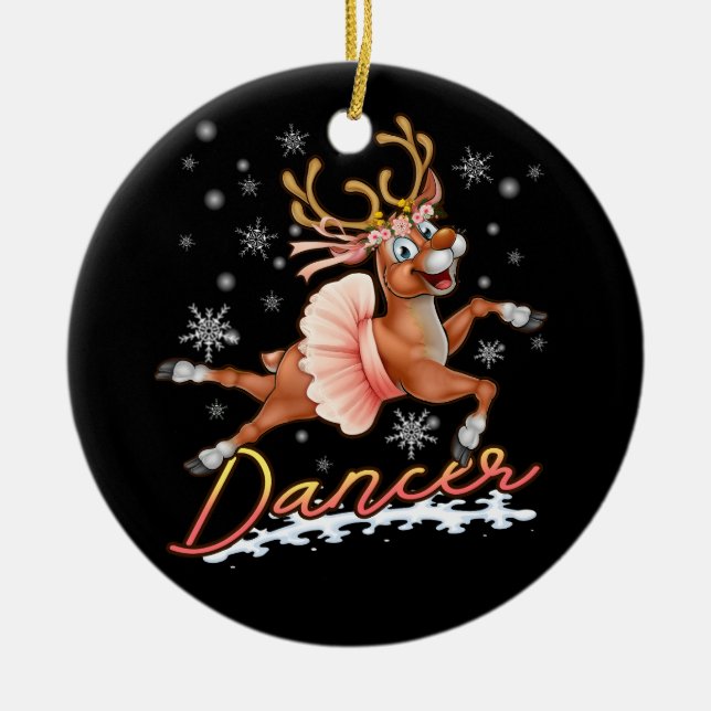 Dancer Frohe Weihnachtsfeier Rentier Deer Xmas Keramik Ornament (Vorne)