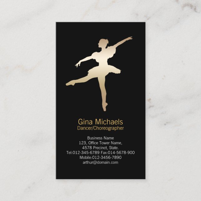Dancer Gold Silhouette Dancer Business Card Visitenkarte (Vorderseite)