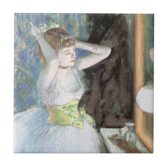 Dancer in ihrem Dressing Room von Edgar Degas Fliese (Vorderseite)
