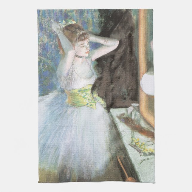 Dancer in ihrem Dressing Room von Edgar Degas Geschirrtuch (Vertikal)