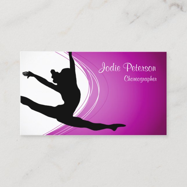 Dancer Jette Leap Silhouette Fuschia Business Card Visitenkarte (Vorderseite)