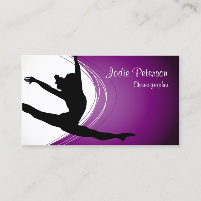 Dancer Jette Leap Silhouette Lila Business Card Visitenkarte (Vorderseite)