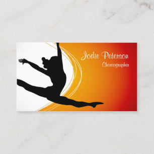Dancer Jette Leap Silhouette Orange Business Card Visitenkarte