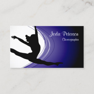 Dancer Jette Leap Silhouette Violet Business Card Visitenkarte