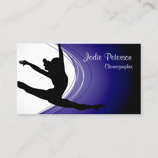 Dancer Jette Leap Silhouette Violet Business Card Visitenkarte (Vorderseite)