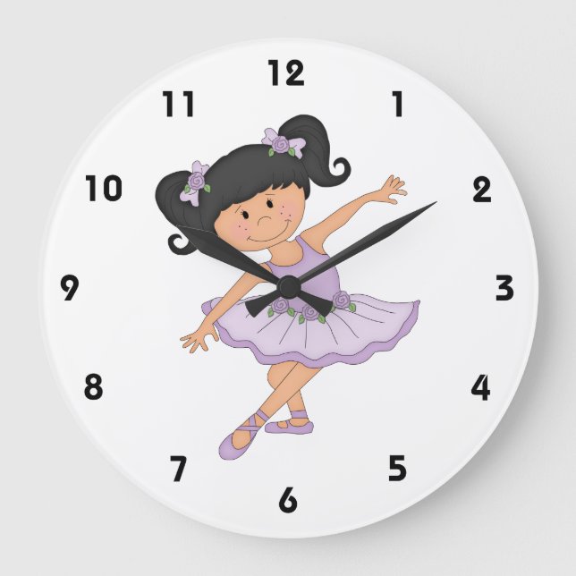 Dancer-Little Ballerina in Tutu Große Wanduhr (Vorderseite)