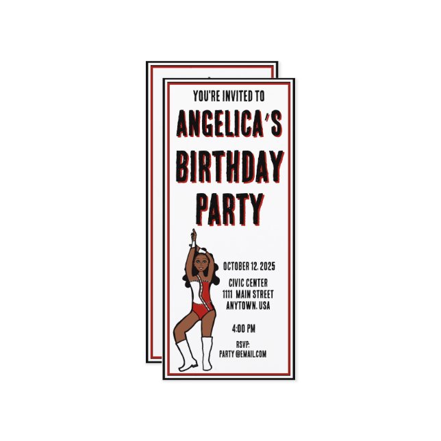 Dancer Party Einladung Red White #1 (Vorderseite/Rückseite Beispiel)