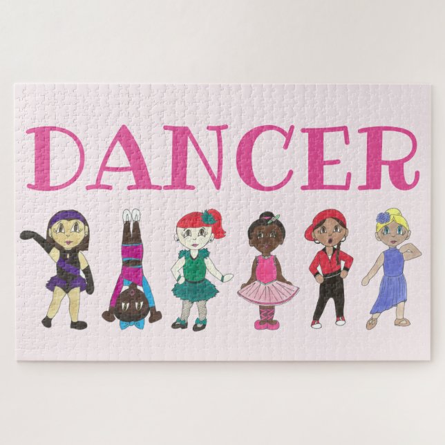 DANCER Pink Ballerina Stach Tanzlehrer Puzzle (Horizontal)