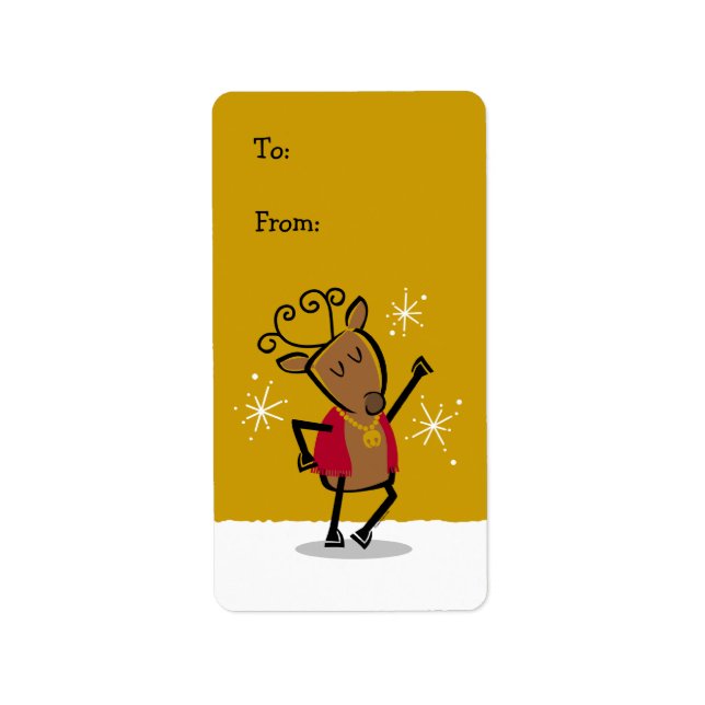 Dancer Reindeer-Geschenkmarke Adressaufkleber (Vorne)