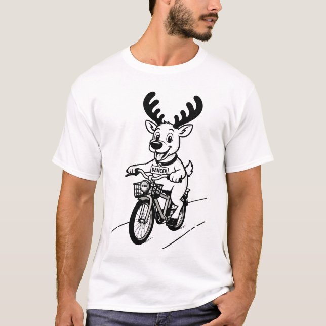 Dancer The Reindeer a Riding a Bike  T-Shirt (Vorderseite)