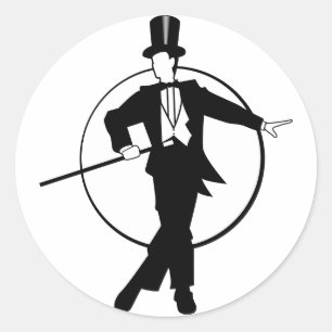 Dancer Tuxedo Top Hat Cane 20er Art Deko Runder Aufkleber
