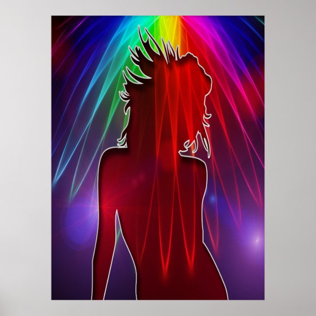 Dancer under Neon Rainbow Light Duster Poster (Vorne)