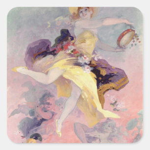 Dancer with a Basque Tambourine Quadratischer Aufkleber