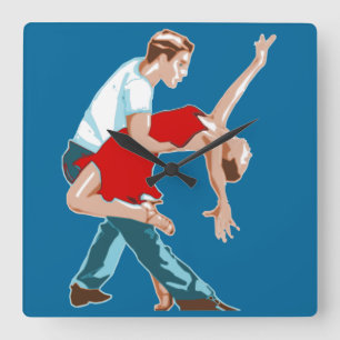 dancers clock quadratische wanduhr