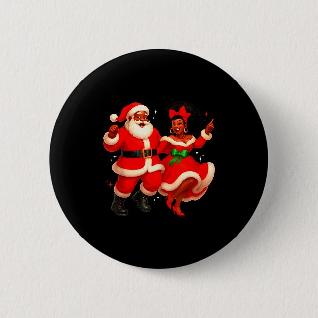 Dancing African Santa Mr Mrs Claus African America Button (Vorderseite)