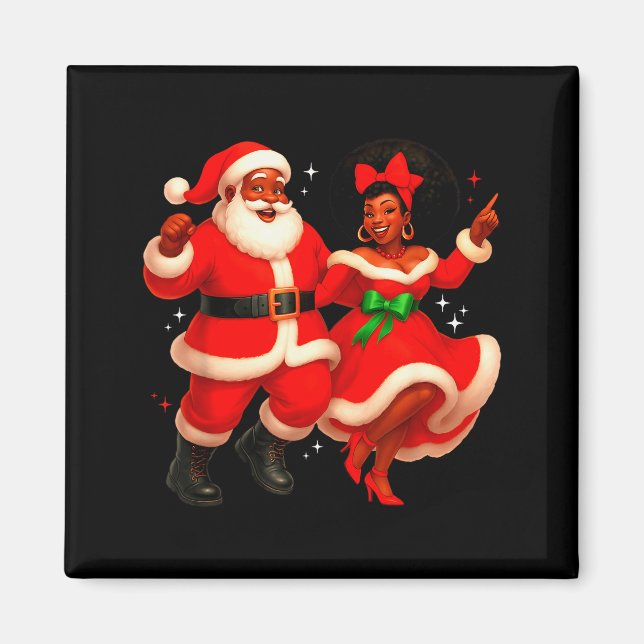 Dancing African Santa Mr Mrs Claus African America Magnet (Vorne)
