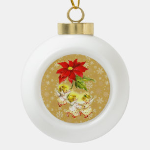 Dancing Baby Angels on Gold Keramik Kugel-Ornament