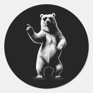 Dancing Bear Graphic Art Design Runder Aufkleber