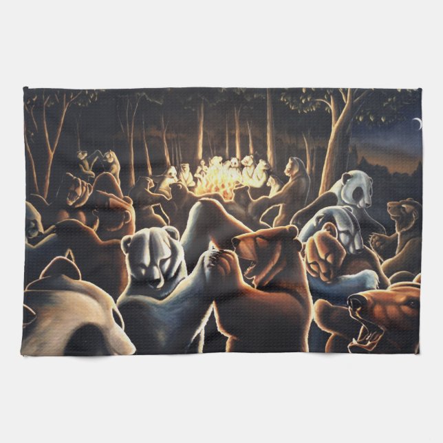 Dancing Bear Handtuch Bär Party Kunst, Dichtung un (Horizontal)