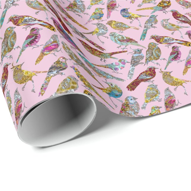 Dancing Birds Glossy Geschenkpapier (Rolleneckpunkt)