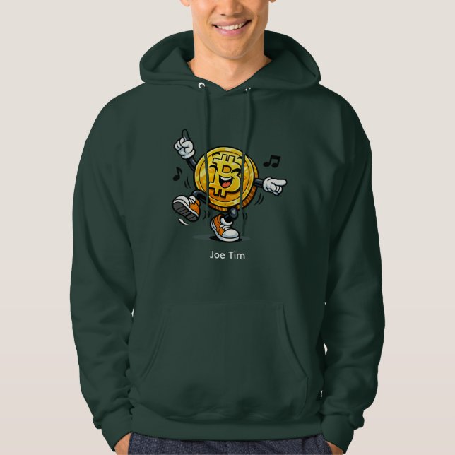 Dancing Bitcoin Cartoon Hoodie with Name (Vorderseite)