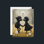 Dancing Black Sheep in Dandylions Postkarte<br><div class="desc">A whimsical scene of two dancing black sheep in the dandylions</div>