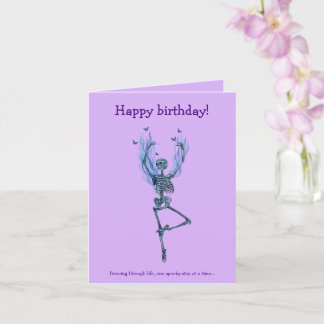 Dancing Blue Skeleton Humorous Happy Birthday Karte