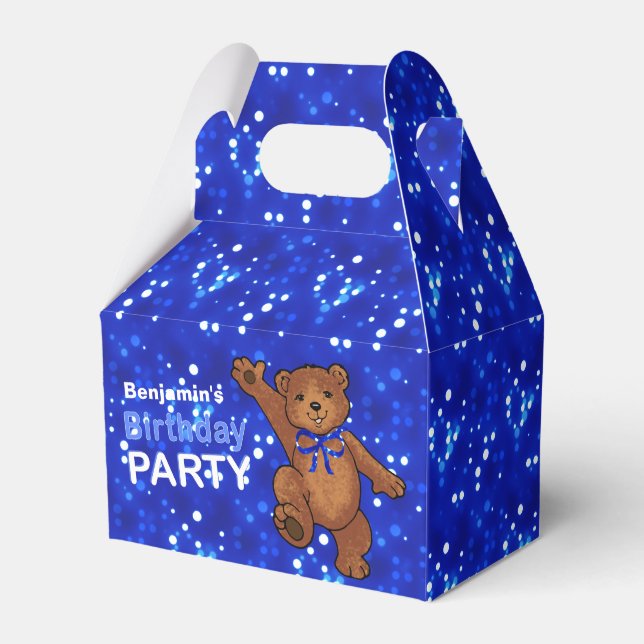Dancing Brown Teddy Bear 1. Geburtstag Party Geschenkschachtel (Vorderseite)