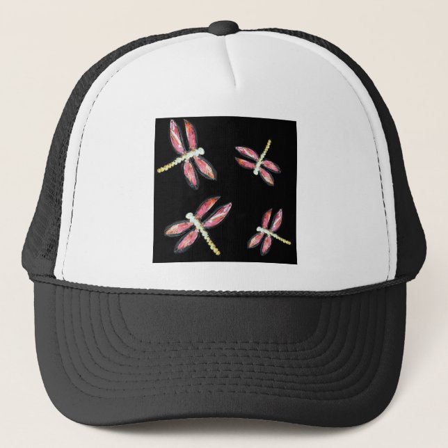 Dancing Bugs Pink Dragonfly Truckerkappe (Vorderseite)