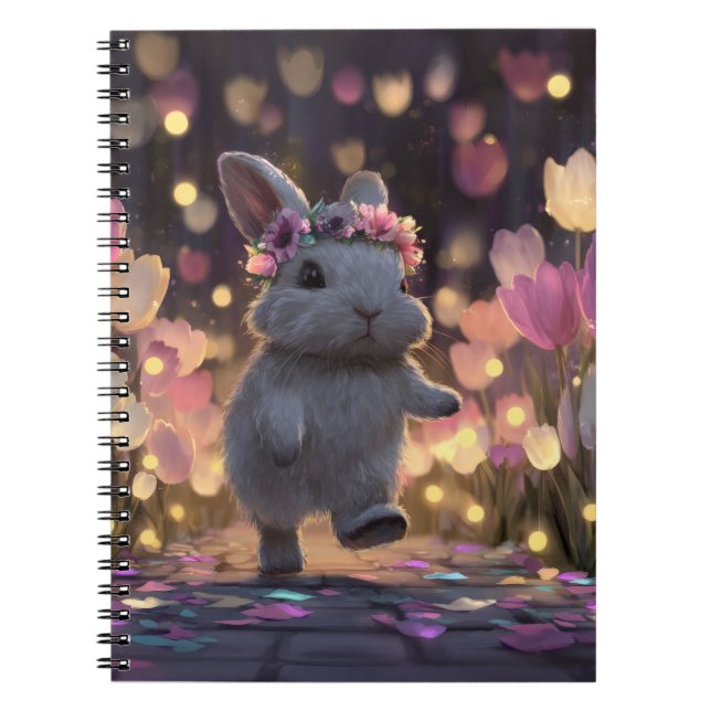 Dancing Bunny Twilight Tulip Notebook Notizblock (Vorderseite)