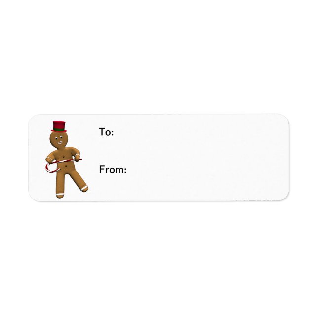 Dancing Cartoon Gingerbread Man Gift Labels (Vorne)